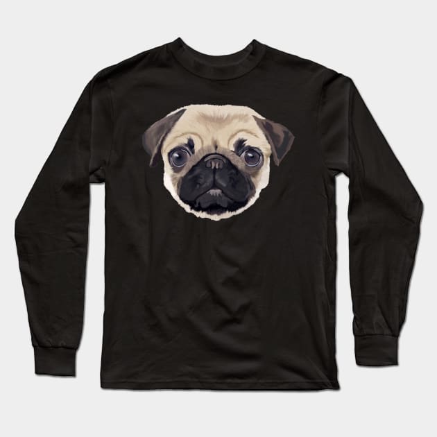 Pug Life on Black Long Sleeve T-Shirt by ArtistsQuest
